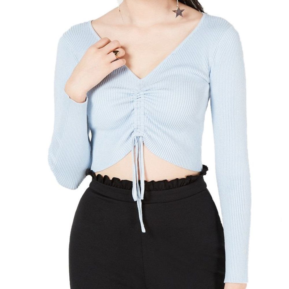 Material Girl Juniors Ruched Front Cropped Sweater X-Large